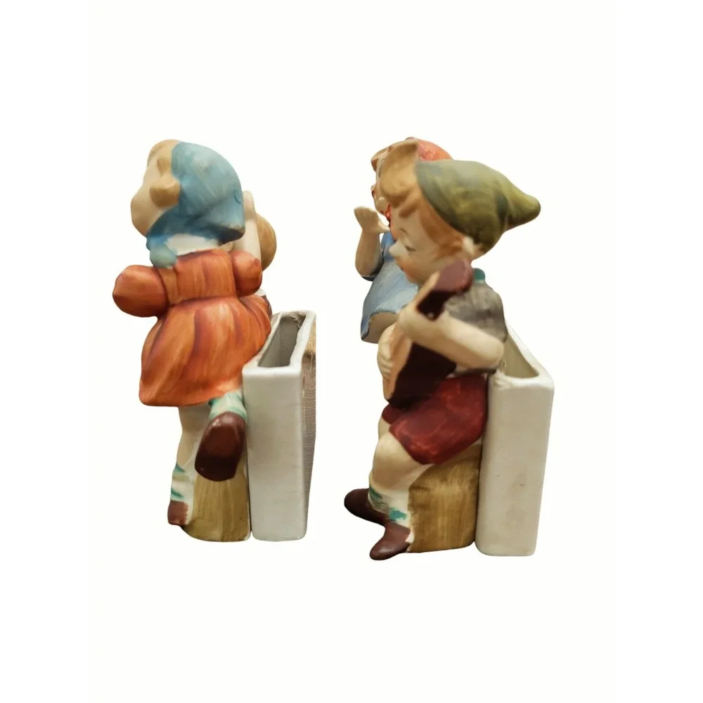 Vintage L&M Lipper & Mann Boy Girl Figure Sconce Wall Pocket Pair Japan 1956‎